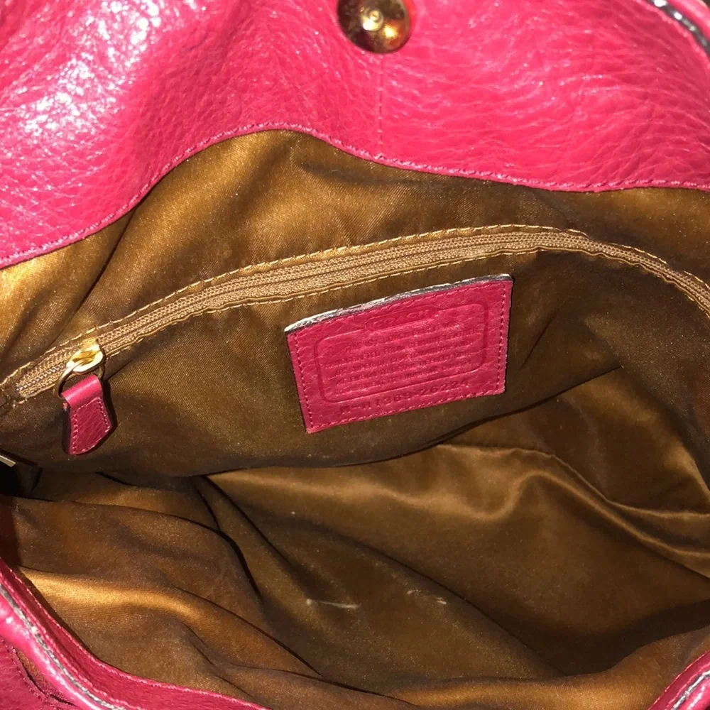 COACH Madison Phoebe Tumbled Red Leather Copper Lining 3 Section Shoulder Bag